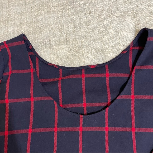 MNG Women’s Plaid Scoop Back Shift Dress - Picture 8 of 14